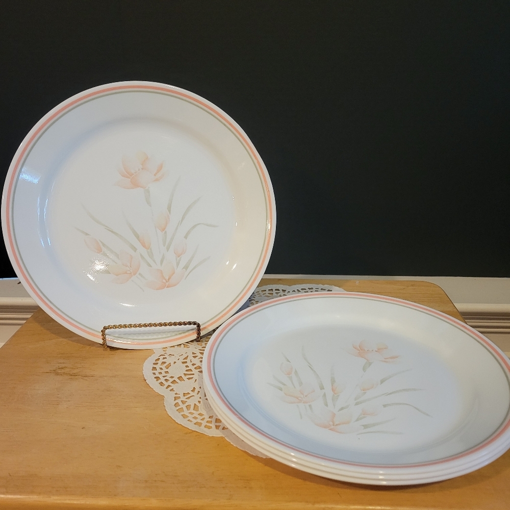 Corelle Peach Floral Dinner Plate 10 1/2” Set of 4 Replacement Pieces